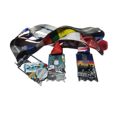 Plating Custom Metal Medal Colorful Ribbon Packaging Marathon Finisher Medal