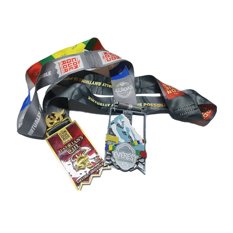 Zinc Alloy Sports Custom Race Medals Five Color Ribbon Packaging Personalised Running Medals